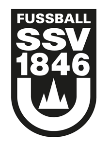 The SSV Ulm 1846 football crest in black and white, featuring the central club logo of the historic Ulm-based club